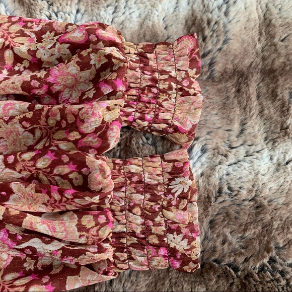 Joie Semi Sheer Floral Burgundy Blouse - Picture 5 of 10